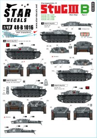 STAR DECALS[SD48-B1016]1/48 WWII ドイツIII号突撃砲B イースタンフロント1941〜42＃1 第185突撃大隊 第191突撃大隊 第192突撃大隊 第201突撃大隊