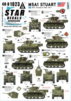 画像1: STAR DECALS[SD48-B1023]1/48 WWII アメリカ ヨーロッパ戦線のM5A1スチュアート 1944-45年