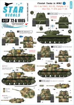 画像1: STAR DECALS[SD72-A1005]1/72 WIIのフィンランド戦車 #1 デカールセット KV-1,IV号,JSU-152,T37/T38