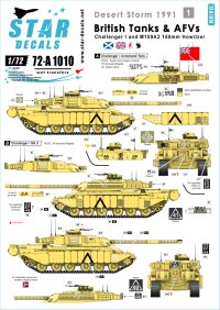 STAR DECALS[SD72-A1010]1/72 湾岸戦争1991 #1 デカールセット 英チャレンジャー/M109A2