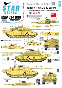 画像1: STAR DECALS[SD72-A1010]1/72 湾岸戦争1991 #1 デカールセット 英チャレンジャー/M109A2 (1)