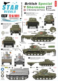 STAR DECALS[SD72-A1011]1/72 WWII英 シャーマンBARV,クラブ,クロコダイル デカールセット