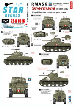 画像1: STAR DECALS[SD72-A1016]1/72 WWII英 ノルマンディーの英軍海兵隊 火力支援車両 シャーマンMk.Vデカールセット