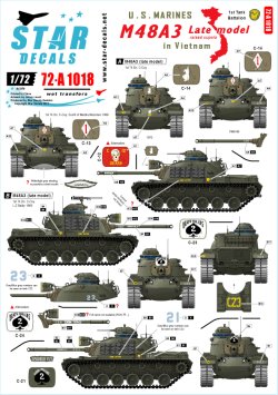 画像1: STAR DECALS[SD72-A1018]1/72 米海兵隊のM48A3後期型 ベトナム戦 第1戦車大隊