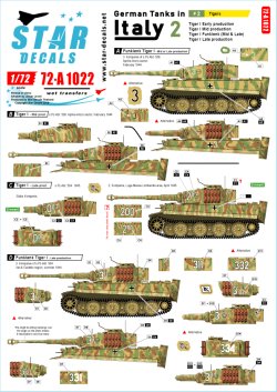 画像1: STAR DECALS[SD72-A1022]1/72 WWII 独 イタリア戦線のドイツ戦車＃2 タイガーI初期型 タイガーI中期型 タイガーI後期型