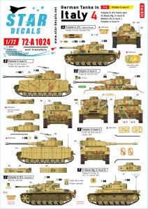 画像1: STAR DECALS[SD72-A1024]1/72 WWII 独 イタリア戦線のドイツ戦車＃4 III号戦車火炎放射型 III号戦車G/J型 IV号戦車H型 (1)