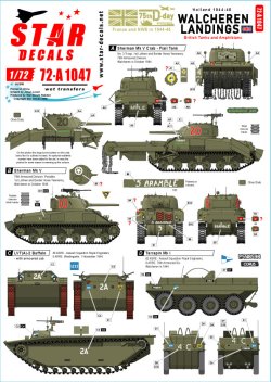 画像1: STAR DECALS[SD72-A1047]1/72 WWII 英 ワルヘレンに於けるイギリス軍戦車と水陸両用車 オランダ1944〜45