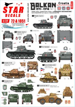 画像1: STAR DECALS[SD72-A1051]1/72 WWII バルカン半島WWII＃1 第二次世界大戦のクロアチア ウスタシャ民兵組織所属の戦車