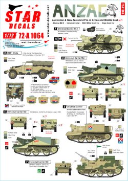 画像1: STAR DECALS[SD72-A1064]1/72 WWII 豪/新 ANZAC＃1 オーストラリア/ニュージーランド合同軍がアフリカと中東で運用したAFVパート1