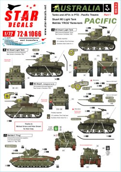 画像1: STAR DECALS[SD72-A1066]1/72 WWII 豪 太平洋戦線のオーストラリア軍＃1 オーストラリア軍のM3スチュアートとマチルダ火炎放射戦車