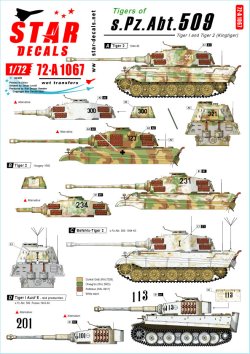 画像1: STAR DECALS[SD72-A1067]1/72 WWII 独 第509重戦車大隊のタイガーI/タイガーII 東部戦線1943〜45