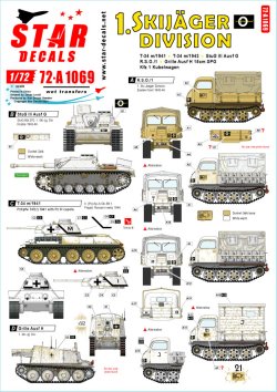 画像1: STAR DECALS[SD72-A1069]1/72 WWII 独 第1スキー猟兵師団 T-34m/41 T-34m/43 III号突撃砲G型/RSO1/グリーレH型/キューベルワーゲン