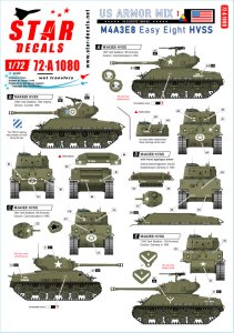 画像1: STAR DECALS[SD72-A1080]1/72 WWII 米軍AFV特集＃1 M4A3E8イージエイトHVSS 欧州1944〜45 (1)