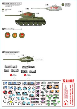画像2: STAR DECALS[SD72-A1083]1/72 WWII ソ/露 ロシア赤軍T-34/85 1944年砲塔 1944〜45