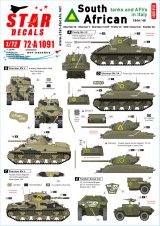 STAR DECALS[SD72-A1091]1/72 WWII 米/英 イタリアでの南アフリカ陸軍戦車とAFV シャーマンMkIIA ファイアフライVC シャーマンMkV AOP M3A1スカウトカー ハンバーSC