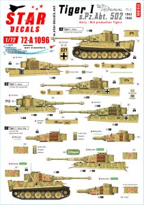 画像1: STAR DECALS[SD72-A1096]1/72 WWII 独 ドイツ国防軍タイガーI 第502重戦車大隊＃2 タイガー初期/中期型 1943〜45 (1)