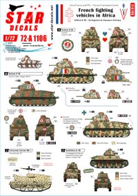 STAR DECALS[SD72-A1106]1/72 WWII アフリカでの自由フランス軍装甲車 パート1 ソミュアS35 ユニバーサルキャリア ホッチキスH39 ルノーFT-17