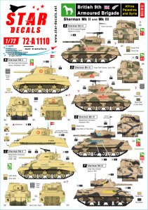 画像1: STAR DECALS[SD72-A1110]1/72 WWII 北アフリカ戦線のイギリス第9装甲師団 アフリカ パレスチナ シリア シャーマンMkII/シャーマンMkIII (1)