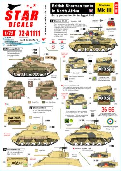 画像1: STAR DECALS[SD72-A1111]1/72 WWII 北アフリカ戦線でのイギリス陸軍シャーマン戦車 シャーマンMkIII