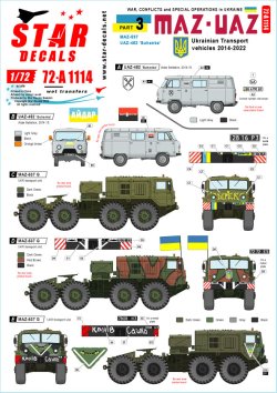 画像1: STAR DECALS[SD72-A1114]1/72 現用 ウクライナの戦争＃3 ウクライナ軍の輸送車輌 MAZ-537 UAZ-452ブハンカ(2014-2022年)