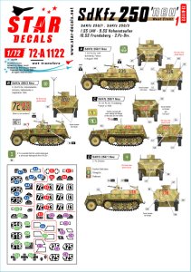 画像1: STAR DECALS[SD72-A1122]1/72 WWII ドイツ 西部戦線のSd.Kfz.250"ノイ"＃1 第2装甲師団/第1 SS装甲師団LAH/第9SS装甲師団ホーエンシュタウフェン/第10 SS装甲師団フルンツベルク (1)