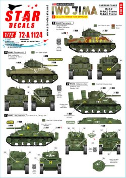 画像1: STAR DECALS[SD72-A1124]1/72 WWII アメリカ 太平洋戦線 硫黄島の戦い アメリカ海兵隊M4A2シャーマン戦車/M4A2火炎放射戦車/M4A3火炎放射戦車