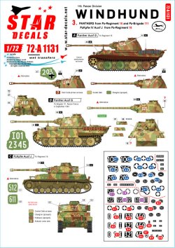 画像1: STAR DECALS[SD72-A1131]1/72 WWII ドイツ ヴィントフント部隊＃3 第16戦車連隊/第111装甲旅団のパンサー戦車G型と第116装甲師団のIV号戦車J型