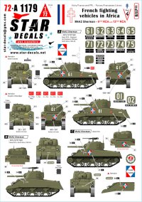 STAR DECALS[SD72-A1179]1/72 WWII アフリカのフランス軍戦闘車両＃4 第6/第12アフリカ騎兵連隊のM4A2シャーマン 1943/44年