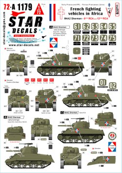 画像1: STAR DECALS[SD72-A1179]1/72 WWII アフリカのフランス軍戦闘車両＃4 第6/第12アフリカ騎兵連隊のM4A2シャーマン 1943/44年