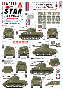 画像1: STAR DECALS[SD72-A1179]1/72 WWII アフリカのフランス軍戦闘車両＃4 第6/第12アフリカ騎兵連隊のM4A2シャーマン 1943/44年 (1)