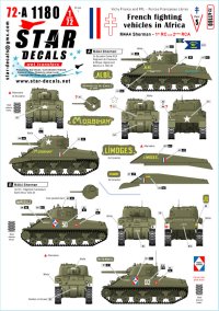 STAR DECALS[SD72-A1180]1/72 WWII アフリカのフランス軍戦闘車両＃5 第1胸甲騎兵連隊/第2アフリカ騎兵連隊のM4A4シャーマン 1943/44年
