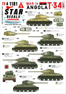 画像1: STAR DECALS[SD72-A1181]1/72 現用 アンゴラ内戦＃1 MPLA/FAPLAのT-34-85戦車 1970-80年代 (1)