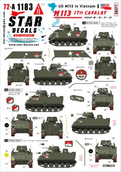 画像1: STAR DECALS[SD72-A1183]1/72 現用 ベトナム戦争のM113＃1 第17騎兵連隊のM113A1 ACAV B/E/F/H中隊