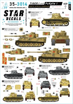画像1: STAR DECALS[SD35-3014]1/35 WWII ドイツ 北アフリカ戦線のタイガーI重戦車とI号戦車 タイガーI初期型/I号戦車A型/B型/火炎放射戦車/指揮戦車