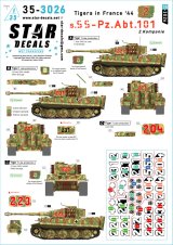 STAR DECALS[SD35-3026]1/35 WWII ドイツ 1944年フランスのタイガー重戦車＃2 第101SS重戦車大隊第2中隊のタイガーI後期型