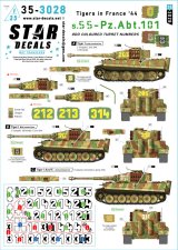 STAR DECALS[SD35-3028]1/35 WWII ドイツ 1944年フランスのタイガー重戦車＃4 1944年夏の第101SS重戦車大隊 変則的な砲塔番号色のタイガーI中期型/後期型