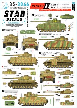 画像1: STAR DECALS[SD35-3046]1/35 WWII ドイツ 1944年ノルマンディー/フランスのIV号戦車H型/J型＃1 第11装甲師団/第21装甲師団/第130戦車教導連隊