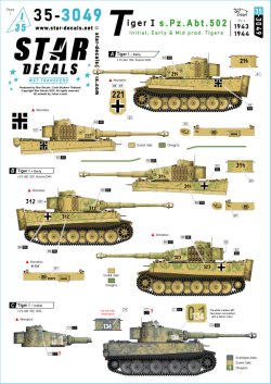 画像1: STAR DECALS[SD35-3049]1/35 WWII ドイツ 第502重戦車大隊のタイガーI＃2 極初期/初期型のタイガー重戦車1943-44