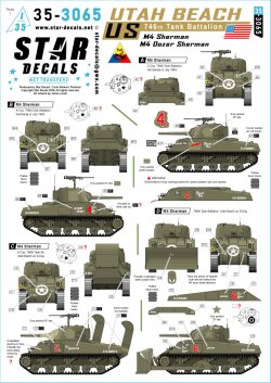 画像1: STAR DECALS[SD35-3065]1/35 WWII アメリカ ユタビーチ第746戦車大隊のM4シャーマン戦車 M4/M4ドーザー
