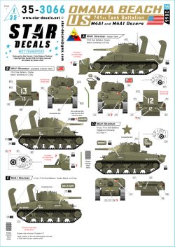画像1: STAR DECALS[SD35-3066]1/35 WWII アメリカ オマハビーチ第741戦車大隊のM4シャーマン戦車 M4A1/M4A1ドーザー