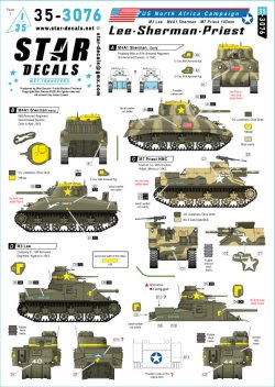 画像1: STAR DECALS[SD35-3076]1/35 WWII アメリカ リー/シャーマン/プリースト 1943年北アフリカ戦線のM3リー/M4A1シャーマン/M7プリースト