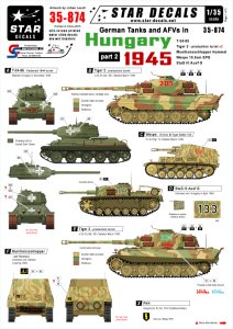 画像1: STAR DECALS[SD35-874] 1/35 ドイツ戦車 ハンガリー1945 #2 T-34/85、ティーガーII、III突、フンメル弾薬運搬車、ヴェスペ デカールセット (1)