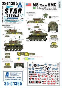 画像1: STAR DECALS[SD35-C1395]1/35 WWII アメリカ 第2機甲師団のM8 75mm自走榴弾砲 Dデー/フランス 1944年
