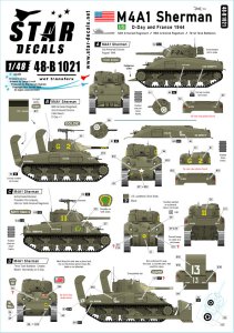 画像1: STAR DECALS[SD48-B1021]1/48 WWII アメリカ ノルマンディー上陸作戦/フランスのM4A1シャーマン戦車(1944年) (1)