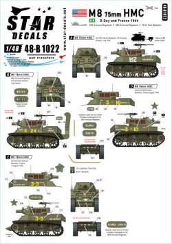 画像1: STAR DECALS[SD48-B1022]1/48 WWII アメリカ ノルマンディー上陸作戦/フランスのM8自走榴弾砲(1944年)