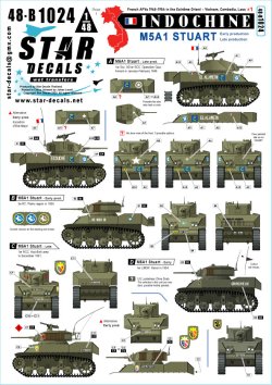 画像1: STAR DECALS[SD48-B1024]1/48 現用 フランス インドシナ戦争＃1 M5A1スチュアート軽戦車 初期/後期生産車