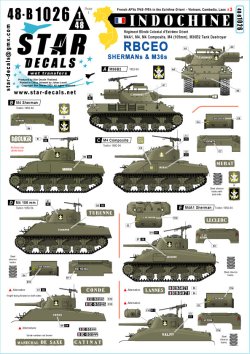 画像1: STAR DECALS[SD48-B1026]1/48 現用 フランス インドシナ戦争＃3 R.B.C.E.O.のM4シャーマン戦車とM36駆逐戦車 M4/M4A1/M4コンポジット/M4(105mm)/M36B2