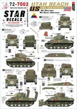画像1: STAR DECALS[SD72-7002]1/72 WWII アメリカ ユタビーチ第746戦車大隊のM4シャーマン戦車 M4/M4ドーザー