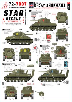 画像1: STAR DECALS[SD72-7007]1/72 WWII イギリス Dデイのシャーマン ノルマンディー上陸作戦のシャーマンMk.I/Mk.Iハイブリッド/Mk.II/Mk.III