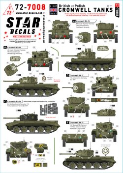 画像1: STAR DECALS[SD72-7008]1/72 WWII イギリス 英軍/ポーランド軍のクロムウェル巡航戦車 ポーランド第1機甲師団/第4カウンティオブロンドン騎兵連隊/第2ノーサンプトンシャー騎兵連隊/第11機甲師団のクロムウェルMk.IV
